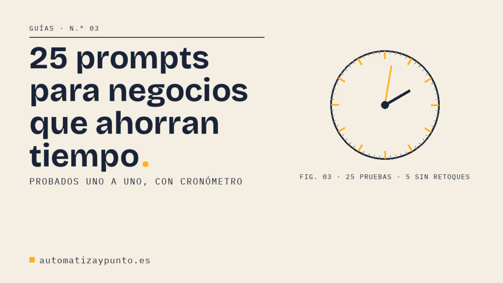 25 prompts para negocios que ahorran tiempo, probados uno a uno con cronómetro