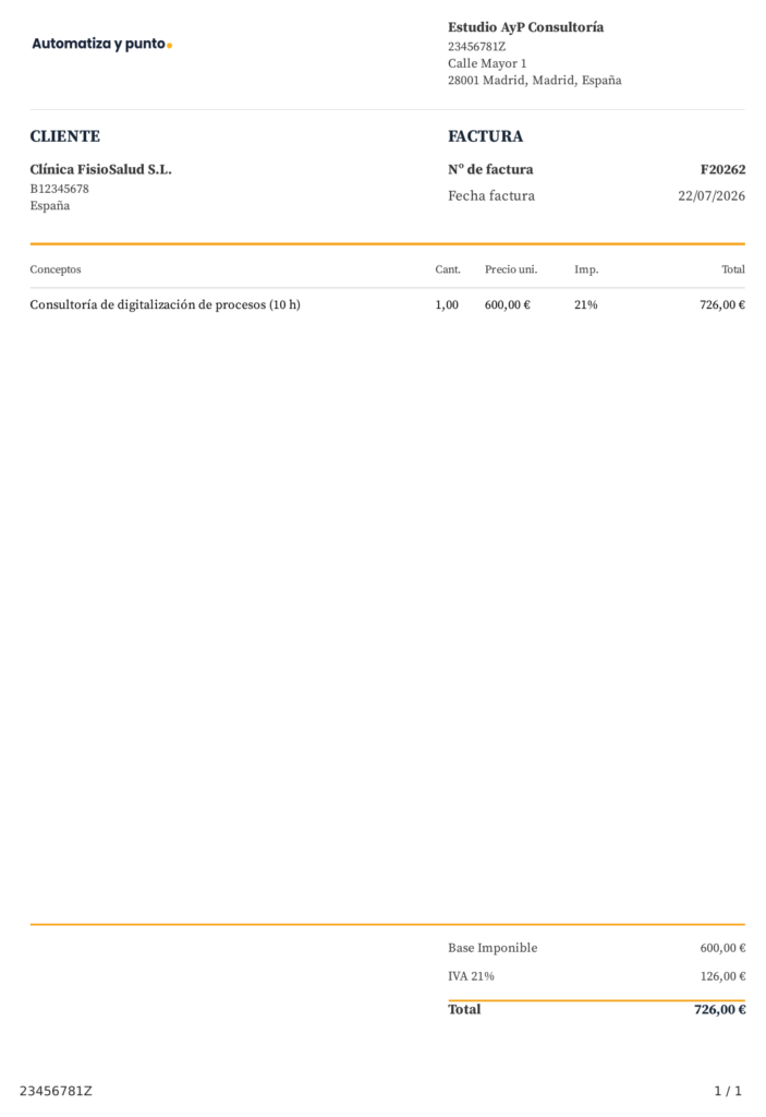 Prueba real de automatizar la facturación siendo autónomo: primera factura emitida en Billin