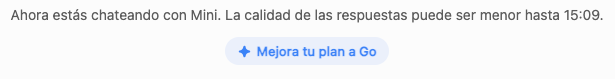 Aviso de ChatGPT informando de que pasa al modelo Mini por límite de uso