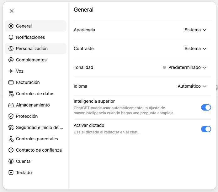 Ajuste de inteligencia superior en el plan gratuito de ChatGPT