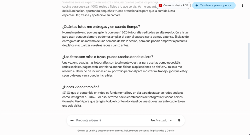 Gemini se inventa un servicio de vídeo que el fotógrafo no ofrece