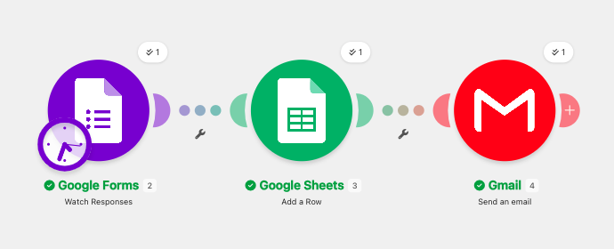 Primera automatización sin programar en Make: Google Forms, Google Sheets y Gmail